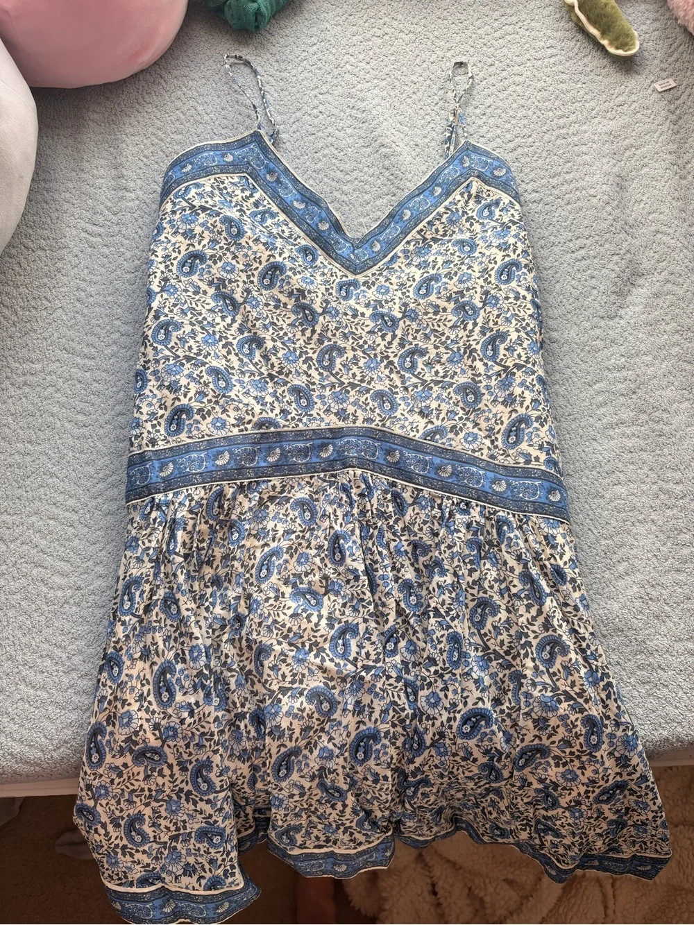 Abercrombie & Fitch Blue Floral V-Neck Mini Dress